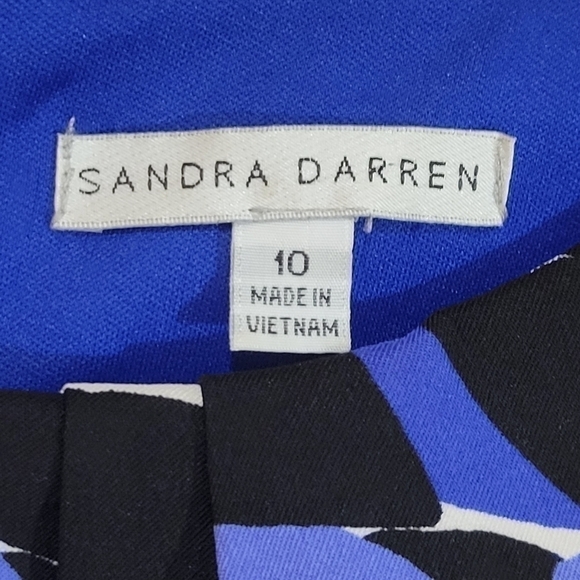 Sandra Darren Women's blue/white/black printed dress size 10 - Picture 4 of 7